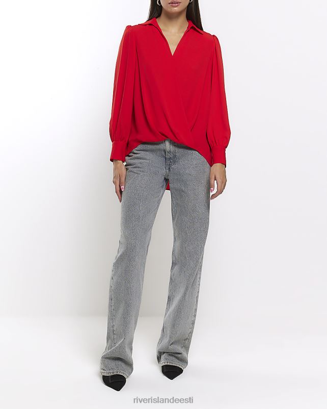 kehakate punane naised River Island pikkade varrukatega ümbrispluus 44TLL272