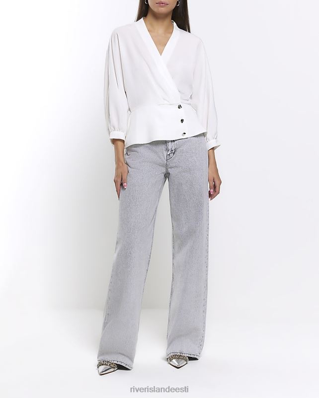 kehakate valge naised River Island pikkade varrukatega ümbrispluus 44TLL1101