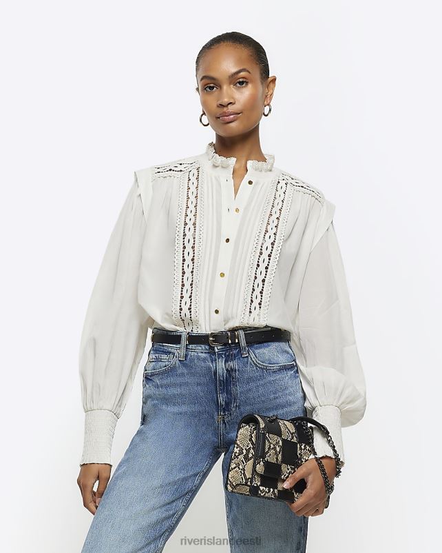 kehakate valge naised River Island pikkade varrukatega pluus 44TLL3879