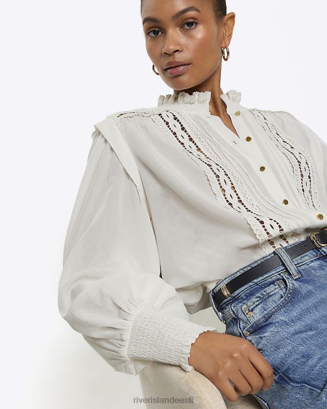 kehakate valge naised River Island pikkade varrukatega pluus 44TLL3879