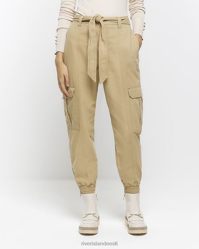 kehakate beež naised River Island mansettidega cargo püksid 44TLL4752