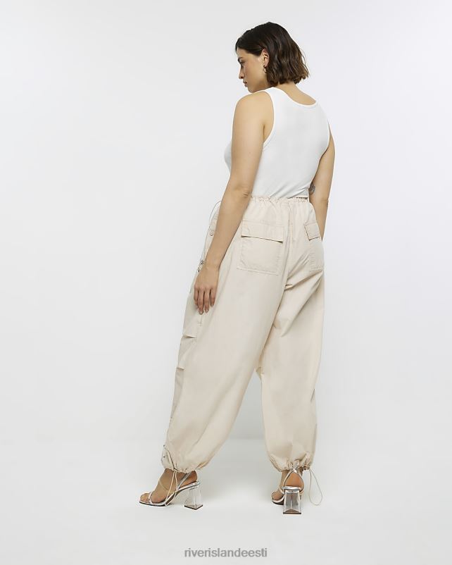 kehakate beež naised River Island pluss tikitud cargo püksid 44TLL5142