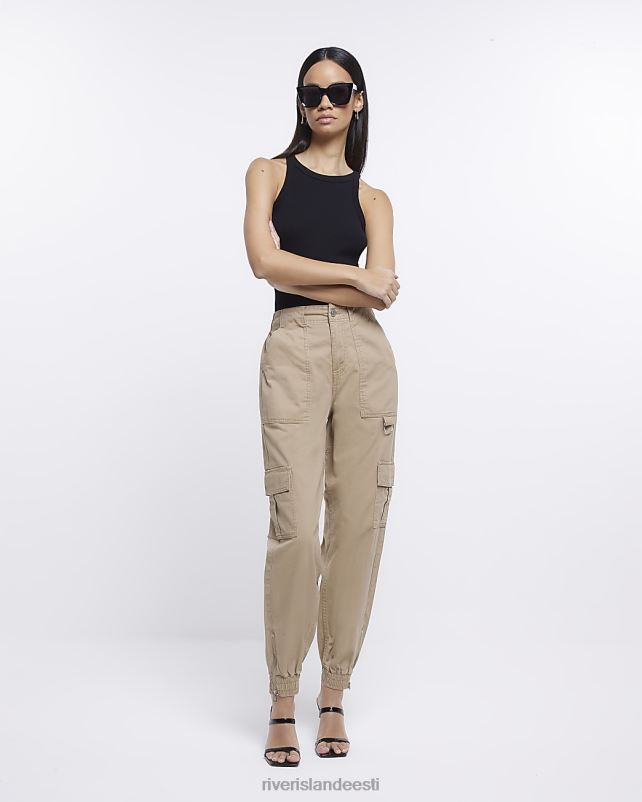 kehakate beež naised River Island tõmblukuga kaubapüksid 44TLL1788