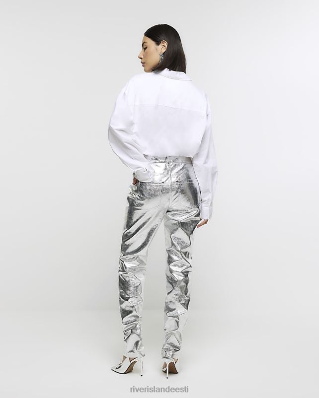 kehakate hõbedane naised River Island metallist sirge säärega püksid 44TLL3844