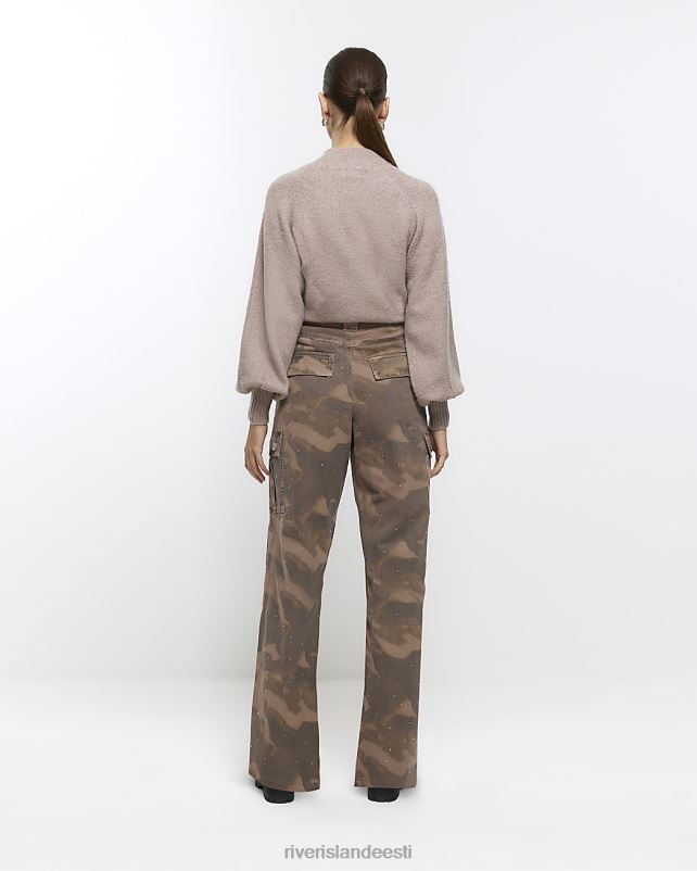 kehakate khaki naised River Island camo kaunistatud cargo püksid 44TLL4348