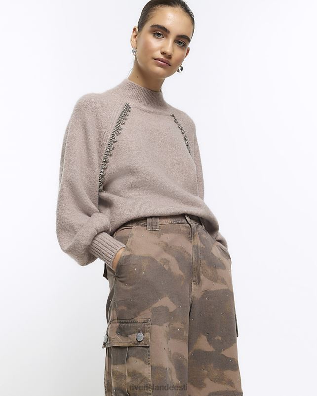 kehakate khaki naised River Island camo kaunistatud cargo püksid 44TLL4348