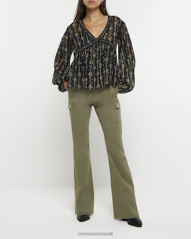 kehakate khaki naised River Island laienevad kaubapüksid 44TLL4205