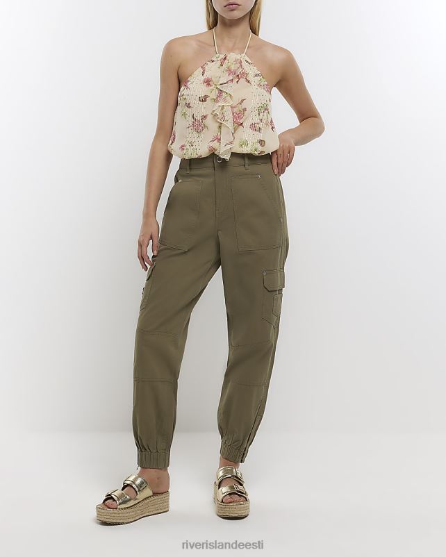 kehakate khaki naised River Island mansettidega cargo püksid 44TLL4548