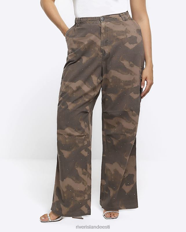 kehakate khaki naised River Island pluss camo kaunistatud cargo püksid 44TLL5128