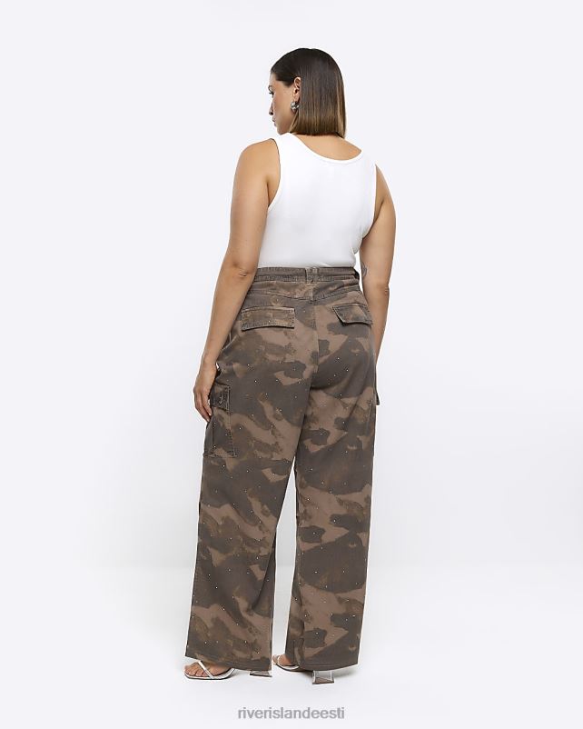 kehakate khaki naised River Island pluss camo kaunistatud cargo püksid 44TLL5128