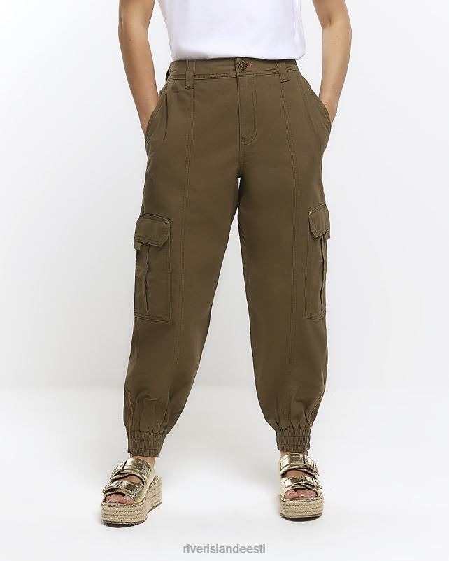 kehakate khaki naised River Island väikesed lukuga mansettidega cargo-püksid 44TLL2277