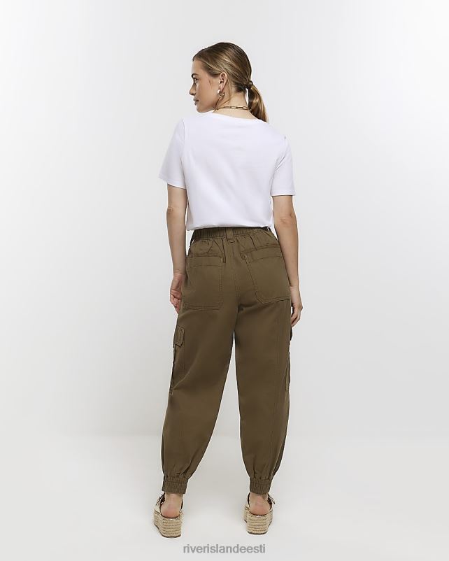 kehakate khaki naised River Island väikesed lukuga mansettidega cargo-püksid 44TLL2277