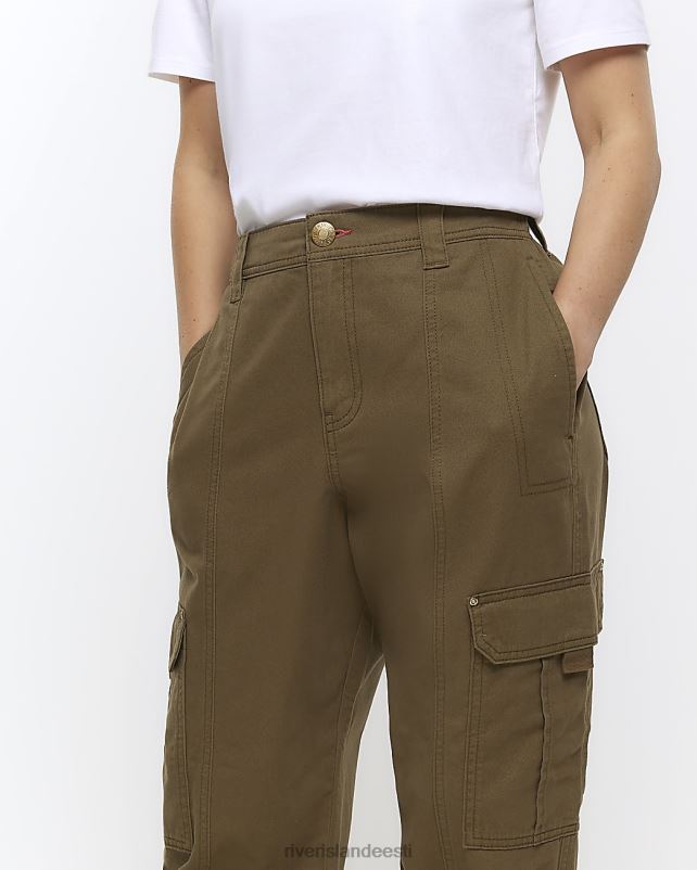 kehakate khaki naised River Island väikesed lukuga mansettidega cargo-püksid 44TLL2277