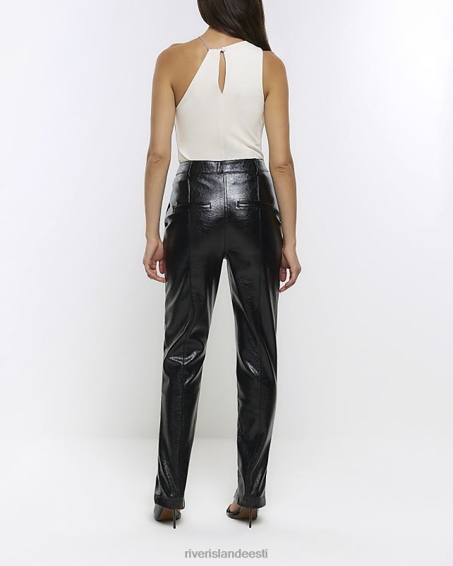 kehakate must naised River Island Kunstnahast lõhestatud äärtega püksid 44TLL4345