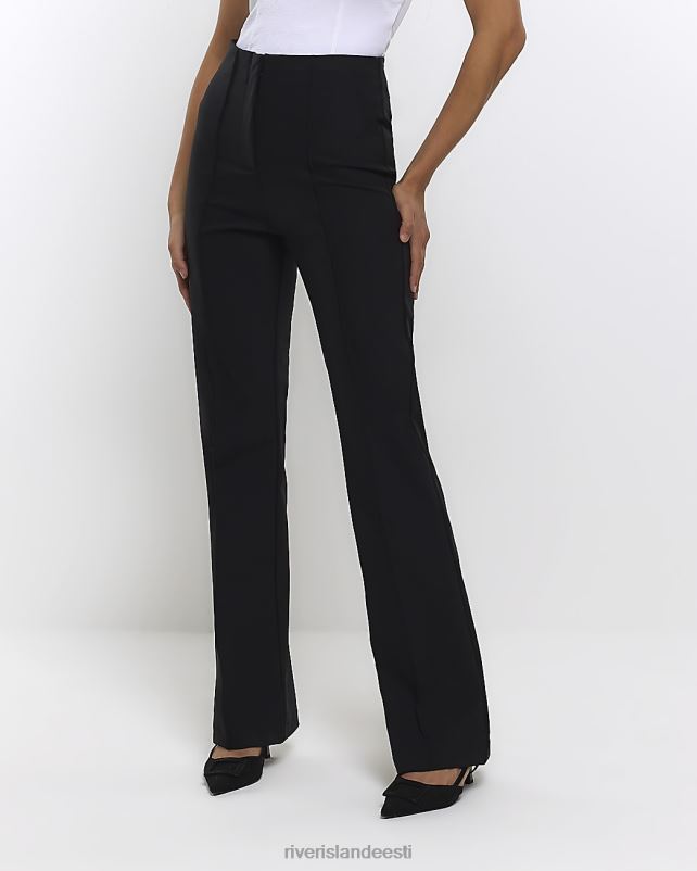 kehakate must naised River Island kõrge vöökohaga sirged püksid 44TLL4331
