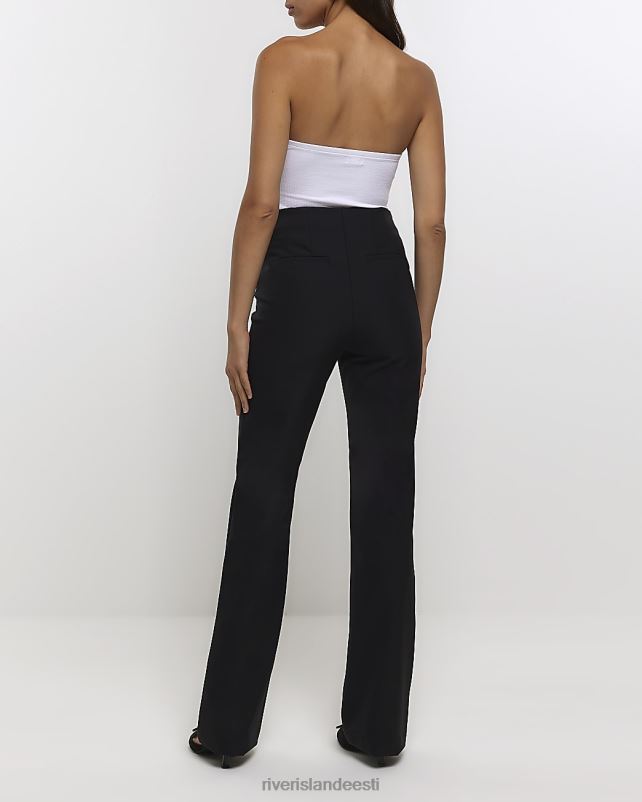 kehakate must naised River Island kõrge vöökohaga sirged püksid 44TLL4331