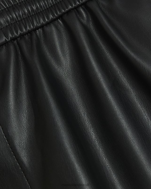 kehakate must naised River Island kunstnahast õmblusdetailidega püksid 44TLL1138