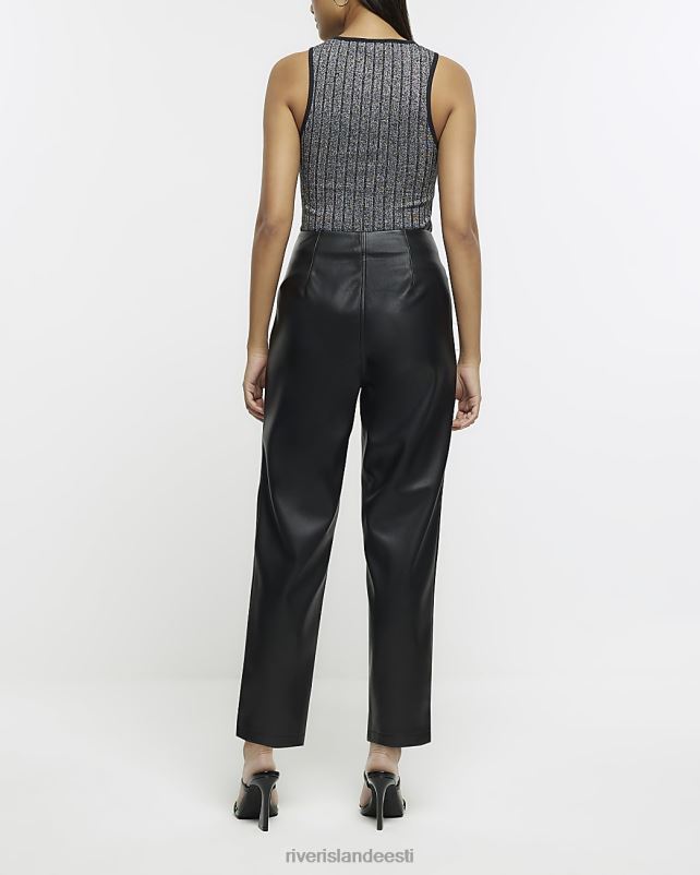 kehakate must naised River Island kunstnahast sigaretipüksid 44TLL4442