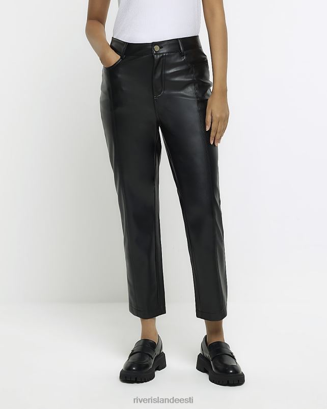 kehakate must naised River Island kunstnahast sirged crop püksid 44TLL4245