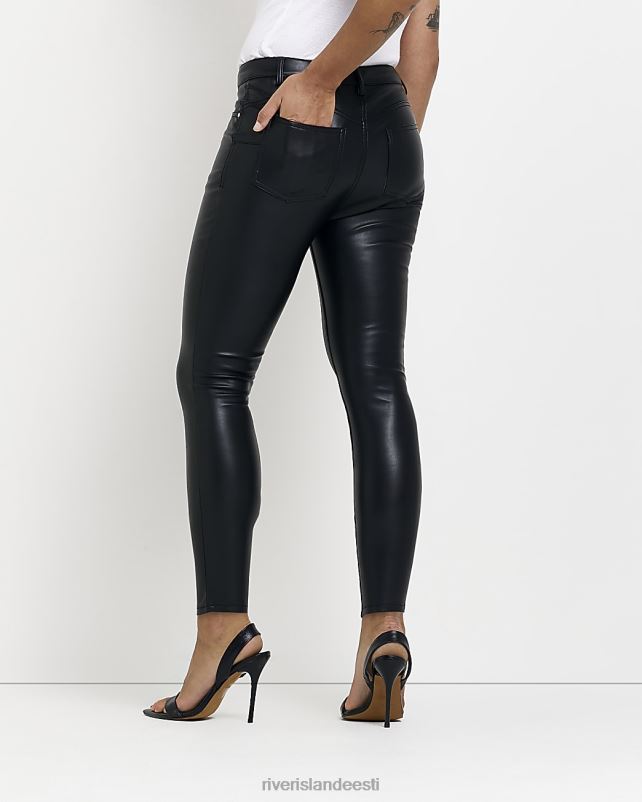 kehakate must naised River Island peenikesed kunstnahast kitsad püksid 44TLL5287