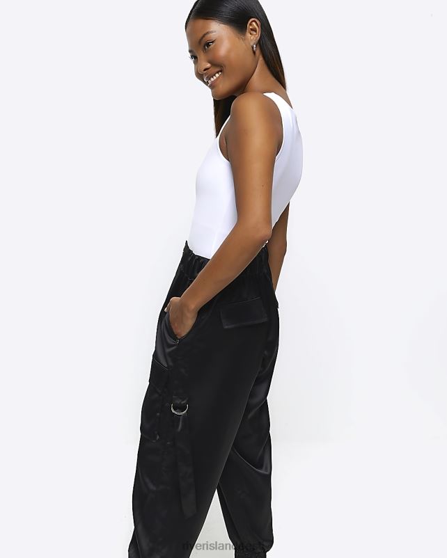 kehakate must naised River Island peenikesed satiinist mansettidega cargo püksid 44TLL5240