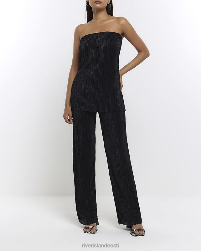 kehakate must naised River Island plisse laienevad püksid 44TLL1438