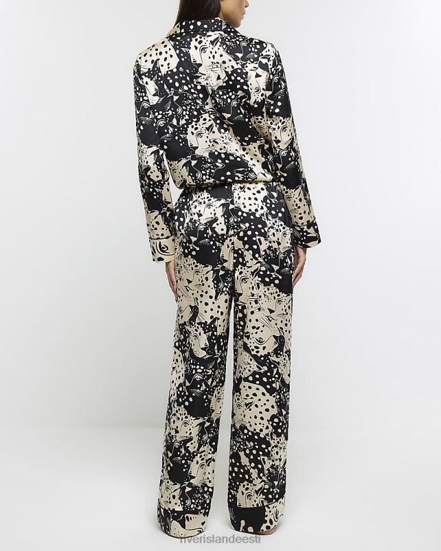 kehakate must naised River Island satiinist loomamustriga pidžaamapüksid 44TLL572