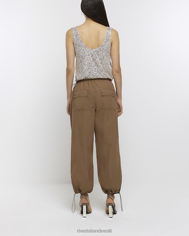 kehakate pruun naised River Island kaunistatud langevarjupüksid 44TLL1684