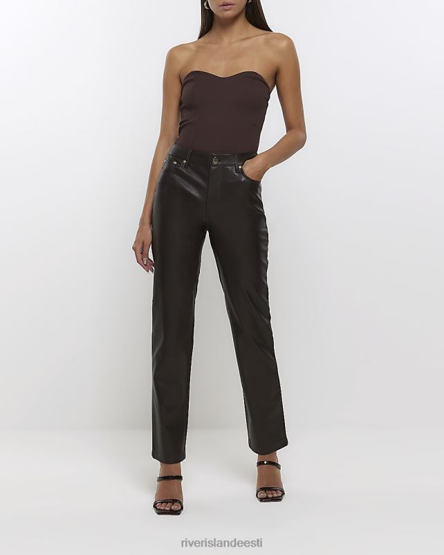 kehakate pruun naised River Island kunstnahast sirged püksid 44TLL59