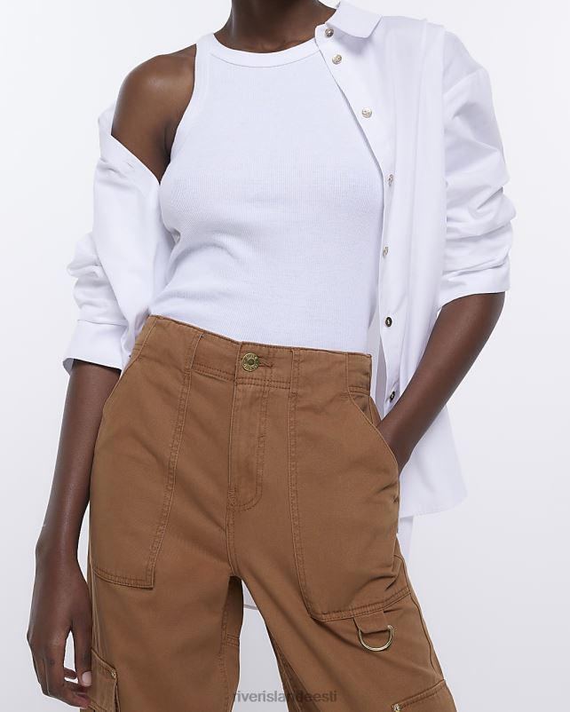 kehakate pruun naised River Island tõmblukuga kaubapüksid 44TLL1789