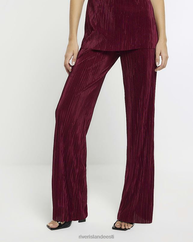 kehakate punane naised River Island plisse laienevad püksid 44TLL887