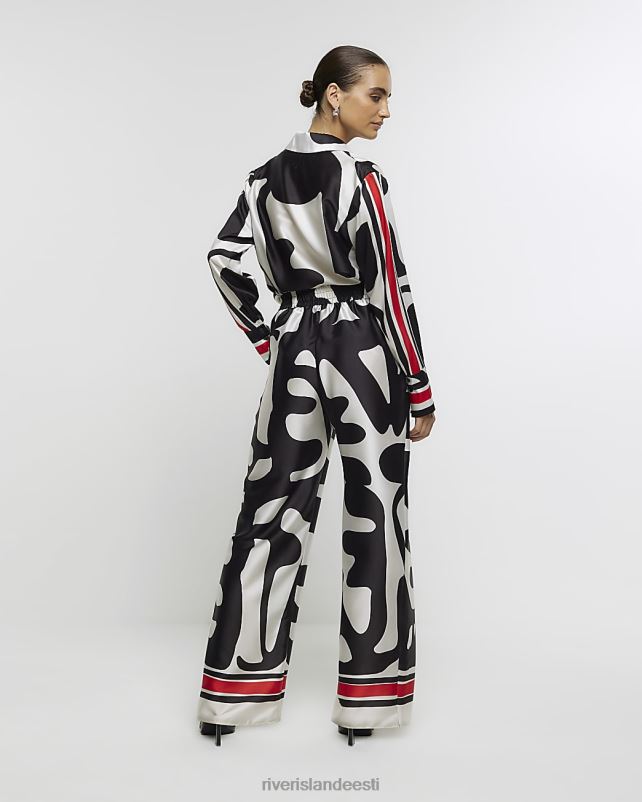 kehakate punane naised River Island äärisega palazzo laia säärega püksid 44TLL3799