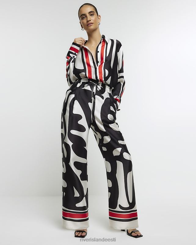 kehakate punane naised River Island äärisega palazzo laia säärega püksid 44TLL3799