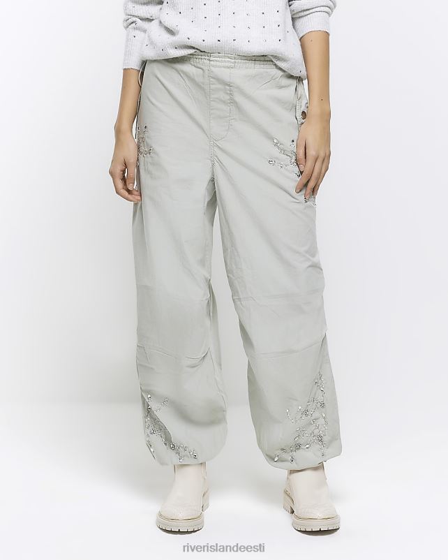 kehakate roheline naised River Island kaunistatud langevarjupüksid 44TLL1683