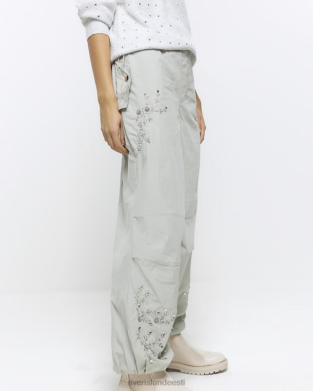 kehakate roheline naised River Island kaunistatud langevarjupüksid 44TLL1683