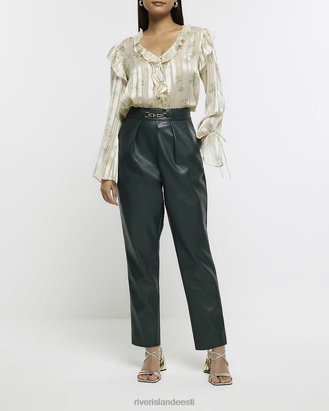 kehakate roheline naised River Island kunstnahast sigaretipüksid 44TLL249