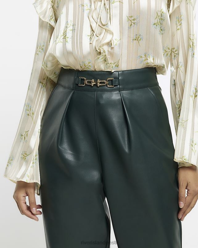 kehakate roheline naised River Island kunstnahast sigaretipüksid 44TLL249