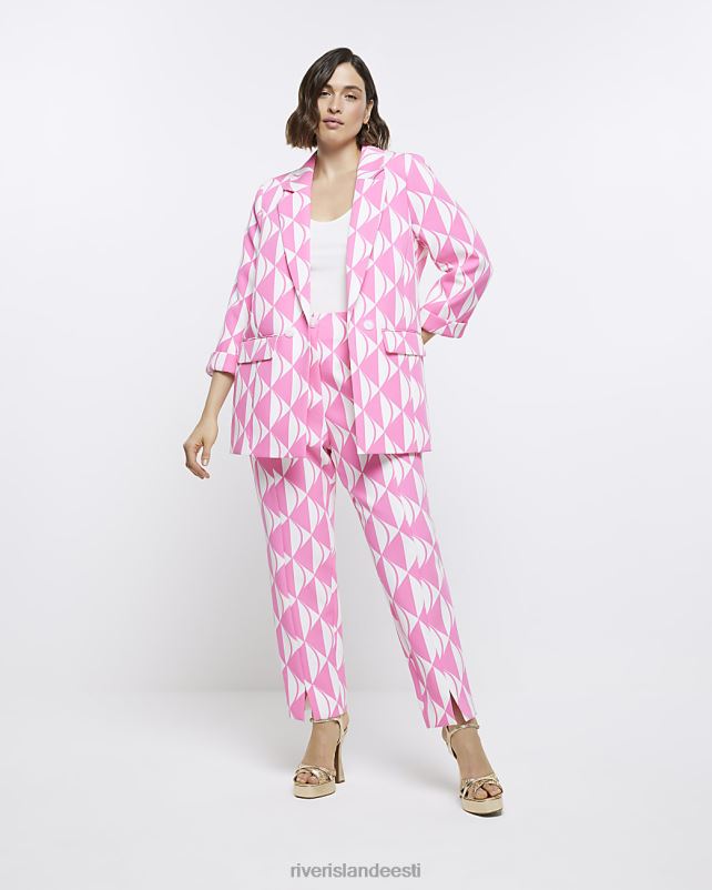 kehakate roosa naised River Island pluss prinditud sigaretipüksid 44TLL5195