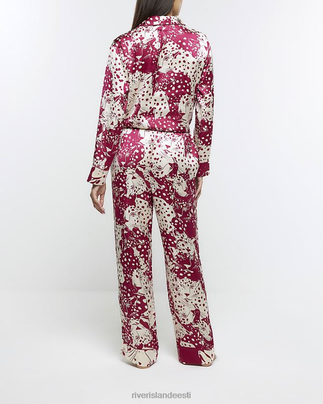 kehakate roosa naised River Island satiinist loomamustriga pidžaamapüksid 44TLL571