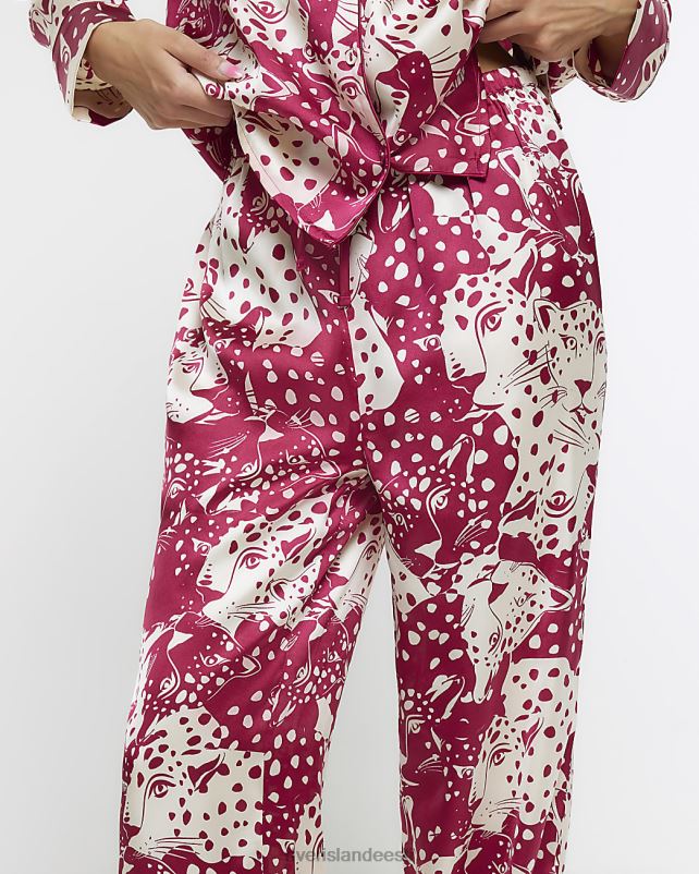 kehakate roosa naised River Island satiinist loomamustriga pidžaamapüksid 44TLL571