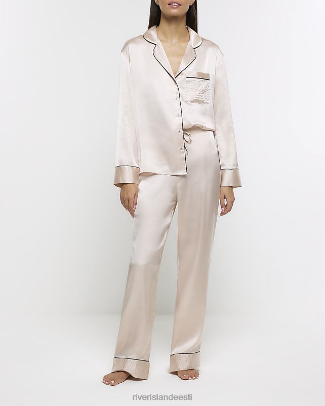 kehakate roosa naised River Island satiinkaunistusega pidžaamapüksid 44TLL4033