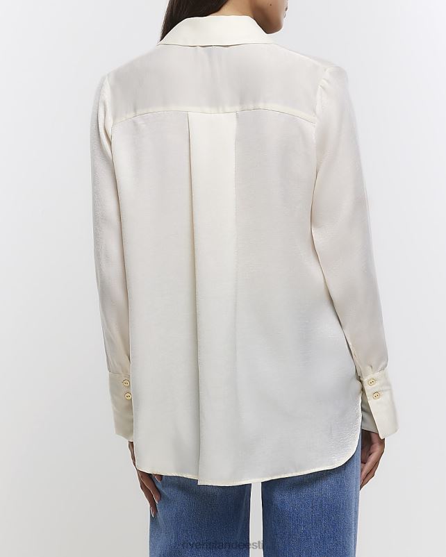 kehakate beež naised River Island ülisuur satiinist pikkade varrukatega särk 44TLL1370