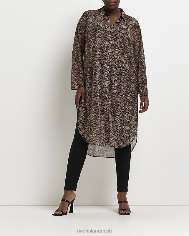 kehakate beež naised River Island pluss loomamustriga õngejadasärk 44TLL5216