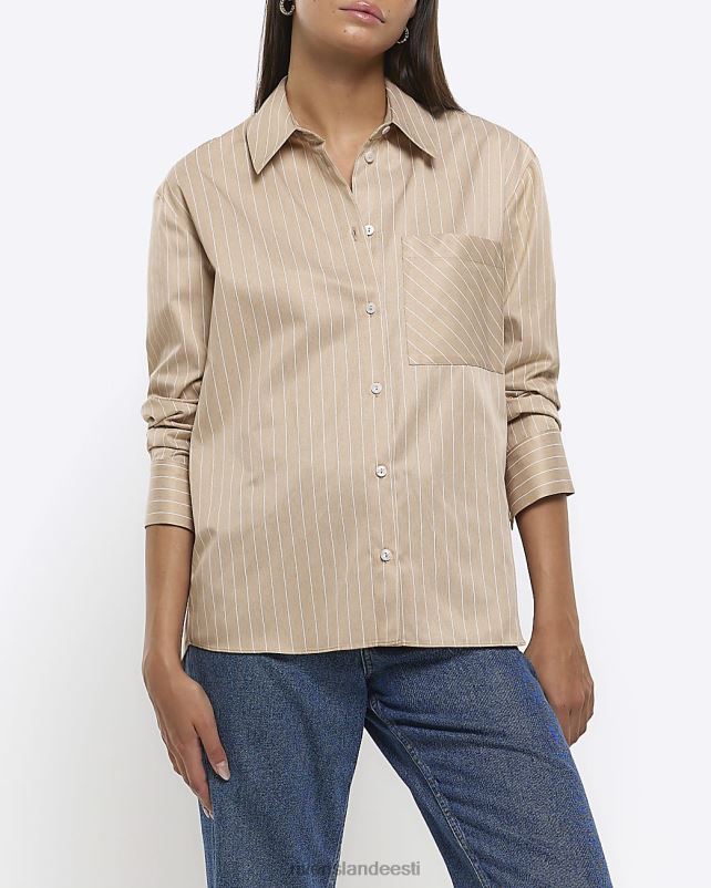 kehakate beež naised River Island popliinitriibuline särk 44TLL319