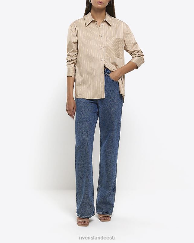 kehakate beež naised River Island popliinitriibuline särk 44TLL319