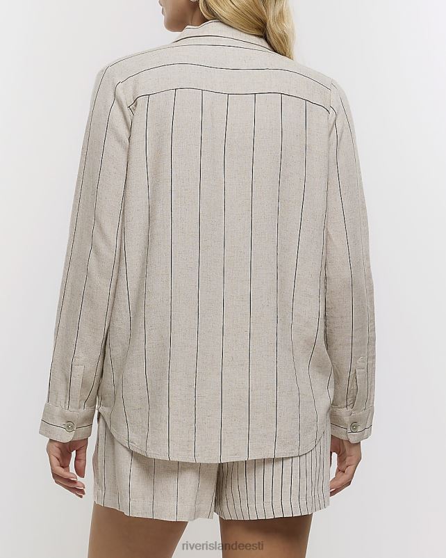 kehakate kivi naised River Island triibuline pikkade varrukatega linane särk 44TLL1243