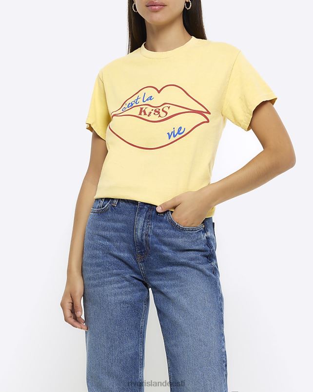 kehakate kollane naised River Island graafiline t-särk 44TLL340