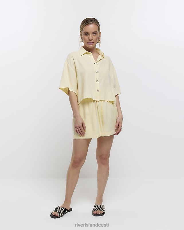 kehakate kollane naised River Island petite crop linasest särk 44TLL2285