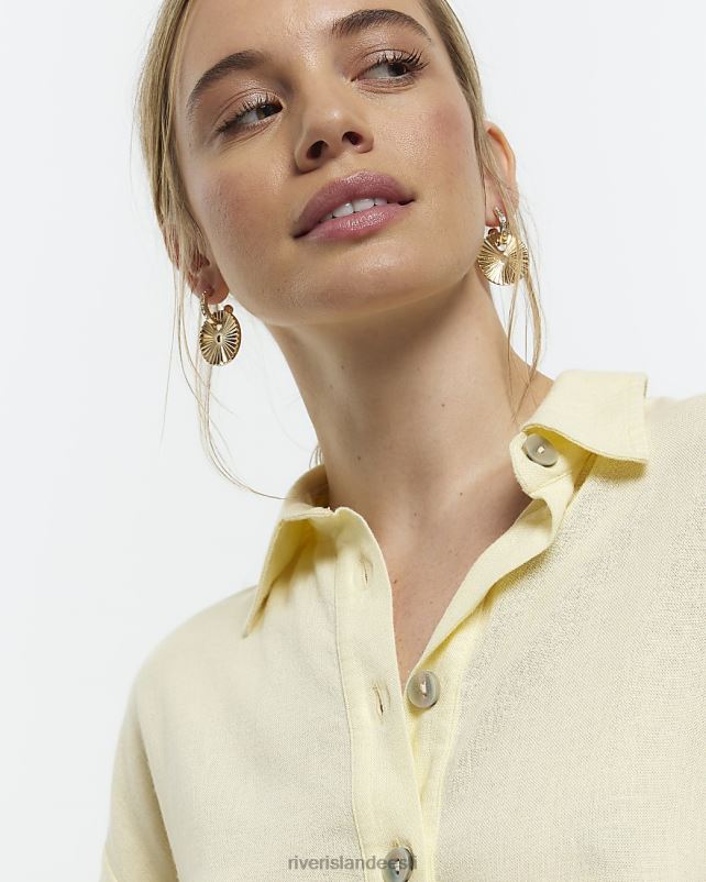 kehakate kollane naised River Island petite crop linasest särk 44TLL2285