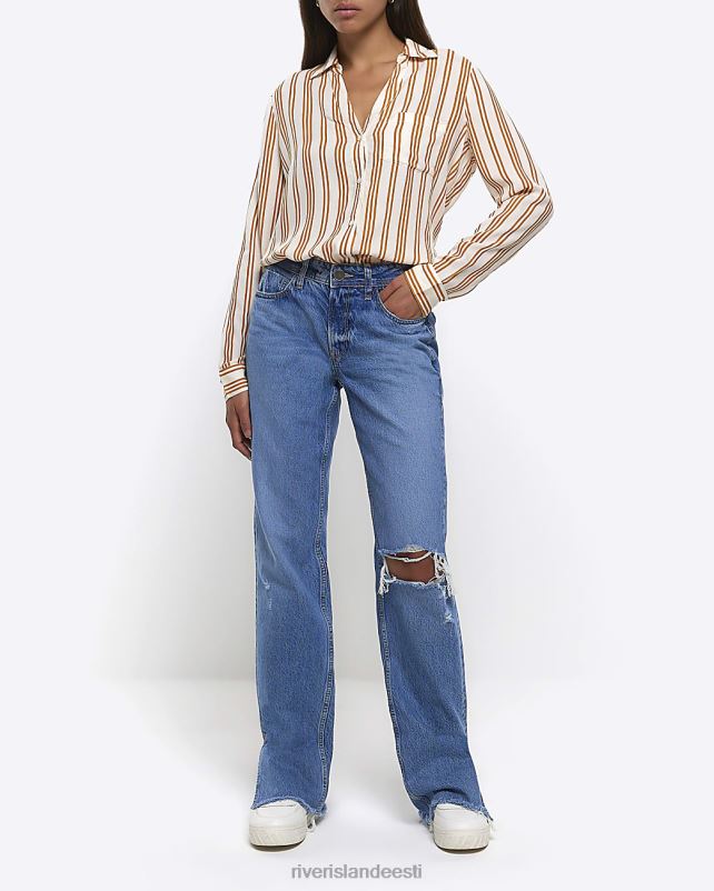 kehakate kollane naised River Island triibuline pikkade varrukatega särk 44TLL4342